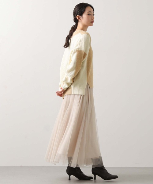 EN'DAY（エンディ）の「アルパカ混バイカラーＶネックニット（ニット/セーター・レディース・ベージュ系・FREE）」の5枚目の写真