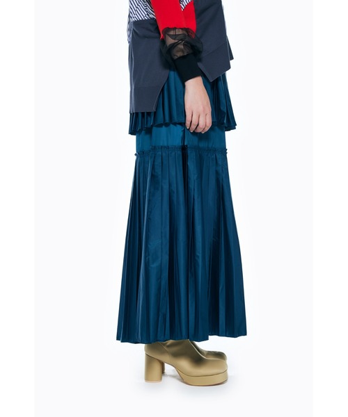 ENFOLD(エンフォルド)の「SOLOTEXサテン プリーツスカート(スカート・レディース・ブラック/ターコイズブルー・38/36)」の6枚目の写真