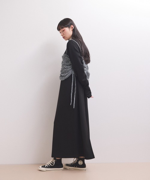 ADAM ET ROPE'（アダムエロペ）の「【WEB限定】ニットキャミソールセットワンピース（ワンピース・レディース・ブラック/ダークブラウン/チャコールグレー・FREE）」の5枚目の写真