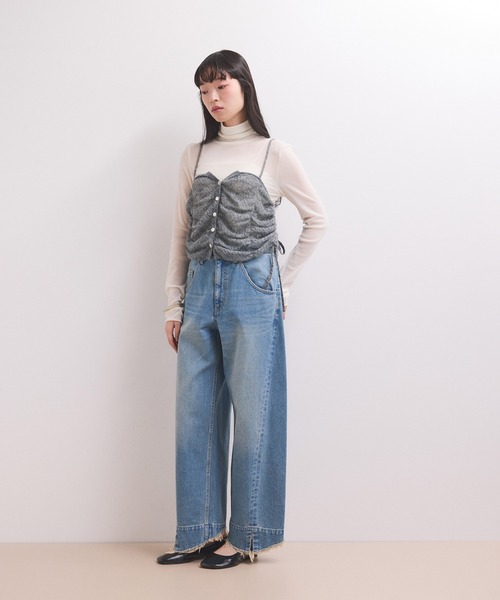 ADAM ET ROPE'（アダムエロペ）の「【WEB限定】ニットキャミソールセットワンピース（ワンピース・レディース・ブラック/ダークブラウン/チャコールグレー・FREE）」の6枚目の写真