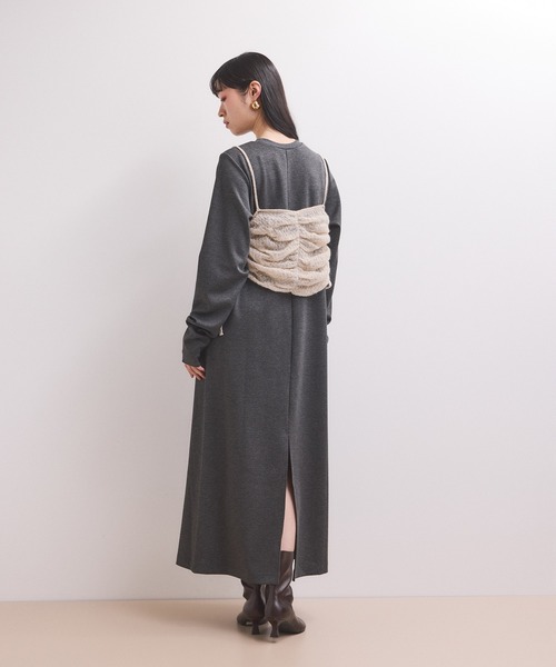 ADAM ET ROPE'（アダムエロペ）の「【WEB限定】ニットキャミソールセットワンピース（ワンピース・レディース・ブラック/ダークブラウン/チャコールグレー・FREE）」の8枚目の写真