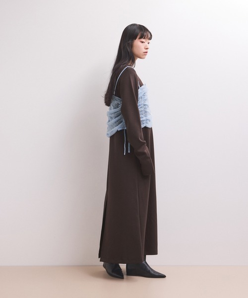 ADAM ET ROPE'（アダムエロペ）の「【WEB限定】ニットキャミソールセットワンピース（ワンピース・レディース・ブラック/ダークブラウン/チャコールグレー・FREE）」の11枚目の写真