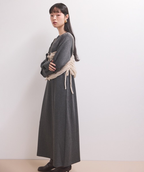 ADAM ET ROPE'（アダムエロペ）の「【WEB限定】ニットキャミソールセットワンピース（ワンピース・レディース・ブラック/ダークブラウン/チャコールグレー・FREE）」の13枚目の写真