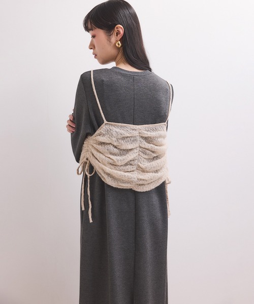 ADAM ET ROPE'（アダムエロペ）の「【WEB限定】ニットキャミソールセットワンピース（ワンピース・レディース・ブラック/ダークブラウン/チャコールグレー・FREE）」の14枚目の写真