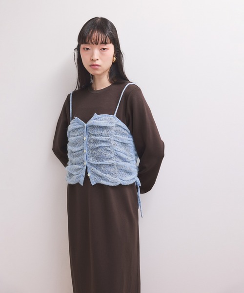 ADAM ET ROPE'（アダムエロペ）の「【WEB限定】ニットキャミソールセットワンピース（ワンピース・レディース・ブラック/ダークブラウン/チャコールグレー・FREE）」の16枚目の写真