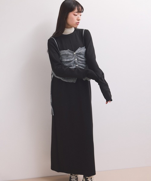 ADAM ET ROPE'（アダムエロペ）の「【WEB限定】ニットキャミソールセットワンピース（ワンピース・レディース・ブラック/ダークブラウン/チャコールグレー・FREE）」の18枚目の写真