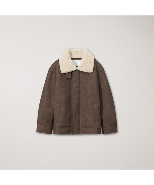 UNISEX SHEARLING HALF JACKET_UDJU5D129_CAMEL BROWN