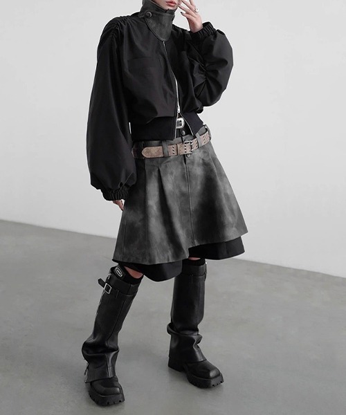 chuclla（チュクラ）の「【CHENTAITAI】カラーブロックスタンドカラーブルゾン CTW25a022（ブルゾン・レディース・ブラック/アイボリー・M）」の8枚目の写真