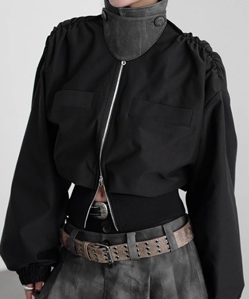 CHENTAITAI】カラーブロックスタンドカラーブルゾン CTW25a022