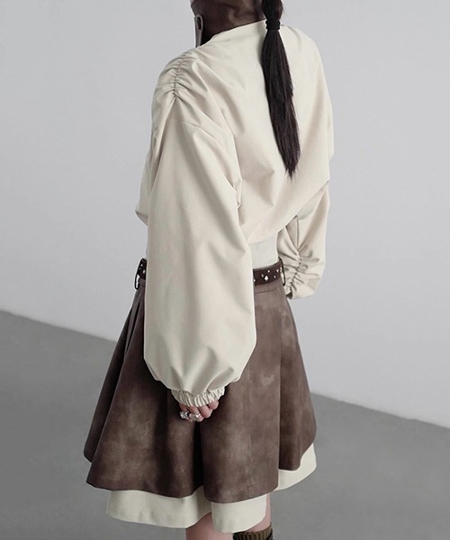 chuclla（チュクラ）の「【CHENTAITAI】カラーブロックスタンドカラーブルゾン CTW25a022（ブルゾン・レディース・ブラック/アイボリー・M）」の14枚目の写真