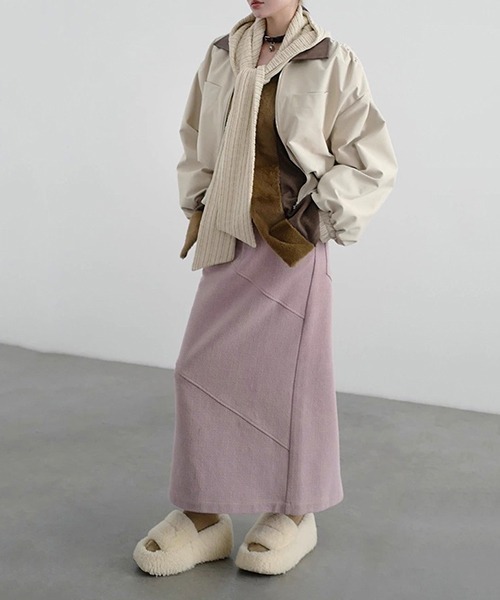 chuclla（チュクラ）の「【CHENTAITAI】カラーブロックスタンドカラーブルゾン CTW25a022（ブルゾン・レディース・ブラック/アイボリー・M）」の20枚目の写真