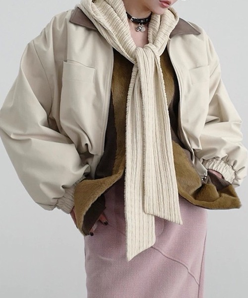 chuclla（チュクラ）の「【CHENTAITAI】カラーブロックスタンドカラーブルゾン CTW25a022（ブルゾン・レディース・ブラック/アイボリー・M）」の21枚目の写真