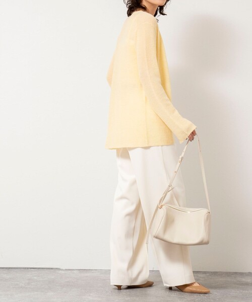 NOLLEY’S Sophi（ノーリーズソフィ）の「《手洗い可能》モヘヤ混片畦ミディ丈Cネックカーディガン（カーディガン/ボレロ・レディース・ネイビー/ホワイト/クリーム・38）」の17枚目の写真