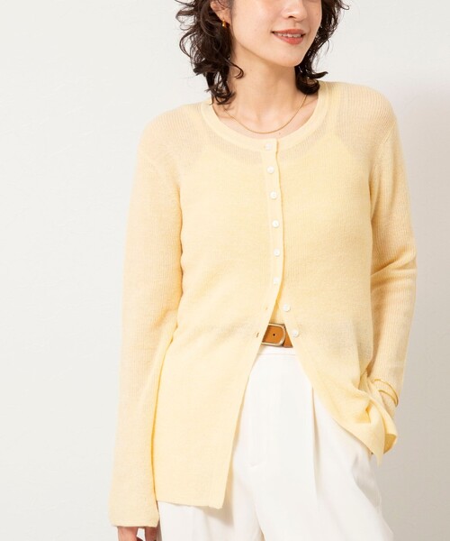 NOLLEY’S Sophi（ノーリーズソフィ）の「《手洗い可能》モヘヤ混片畦ミディ丈Cネックカーディガン（カーディガン/ボレロ・レディース・ネイビー/ホワイト/クリーム・38）」の22枚目の写真