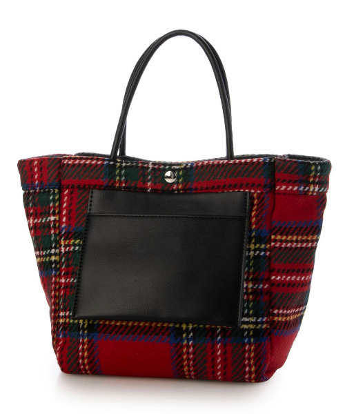 cache cache(カシュ カシュ)の「VERYコラボ カシュカシュ cachecache / ウールリバーシブルチェックトートバッグ(トートバッグ・レディース・レッド/ブラック・FREE)」の1枚目の写真