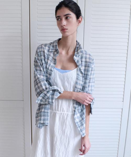 ANDNEEDS(アンドニーズ)の「Boho check shirt (blue)(シャツ/ブラウス・レディース・その他・FREE)」の2枚目の写真