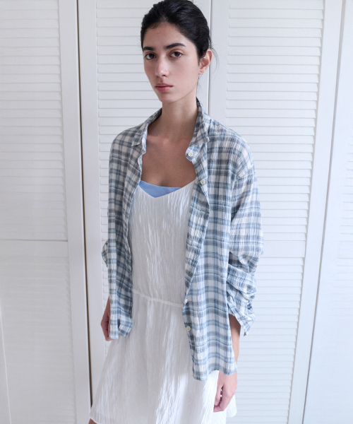 ANDNEEDS(アンドニーズ)の「Boho check shirt (blue)(シャツ/ブラウス・レディース・その他・FREE)」の3枚目の写真