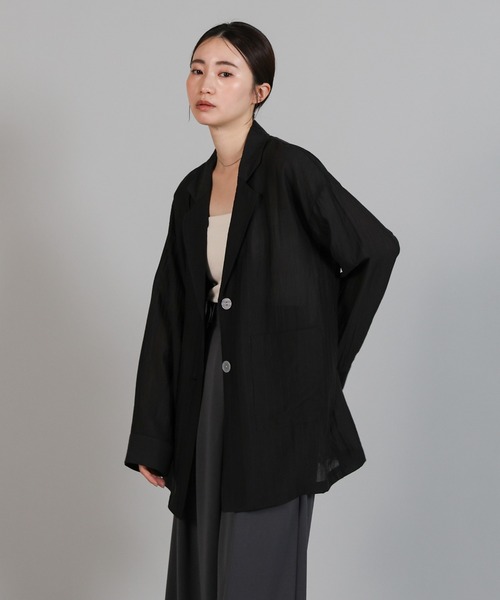 select MOCA Et(セレクトモカエト)の「【Et】Sheer Tailored Jacket(テーラードジャケット・レディース・ブラック/アイボリー・FREE)」の2枚目の写真