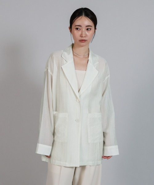 select MOCA Et(セレクトモカエト)の「【Et】Sheer Tailored Jacket(テーラードジャケット・レディース・ブラック/アイボリー・FREE)」の7枚目の写真