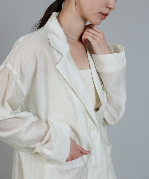 select MOCA Et(セレクトモカエト)の「【Et】Sheer Tailored Jacket(テーラードジャケット・レディース・ブラック/アイボリー・FREE)」の10枚目の写真