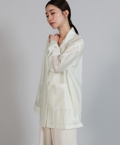 select MOCA Et(セレクトモカエト)の「【Et】Sheer Tailored Jacket(テーラードジャケット・レディース・ブラック/アイボリー・FREE)」の12枚目の写真
