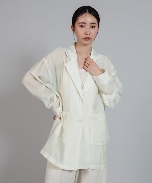 select MOCA Et(セレクトモカエト)の「【Et】Sheer Tailored Jacket(テーラードジャケット・レディース・ブラック/アイボリー・FREE)」の6枚目の写真