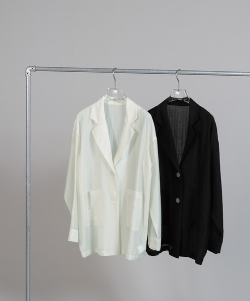 select MOCA Et(セレクトモカエト)の「【Et】Sheer Tailored Jacket(テーラードジャケット・レディース・ブラック/アイボリー・FREE)」の15枚目の写真