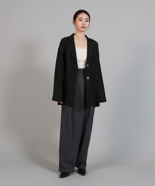 select MOCA Et(セレクトモカエト)の「【Et】Sheer Tailored Jacket(テーラードジャケット・レディース・ブラック/アイボリー・FREE)」の5枚目の写真