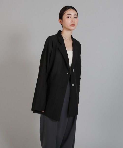 select MOCA Et(セレクトモカエト)の「【Et】Sheer Tailored Jacket(テーラードジャケット・レディース・ブラック/アイボリー・FREE)」の16枚目の写真