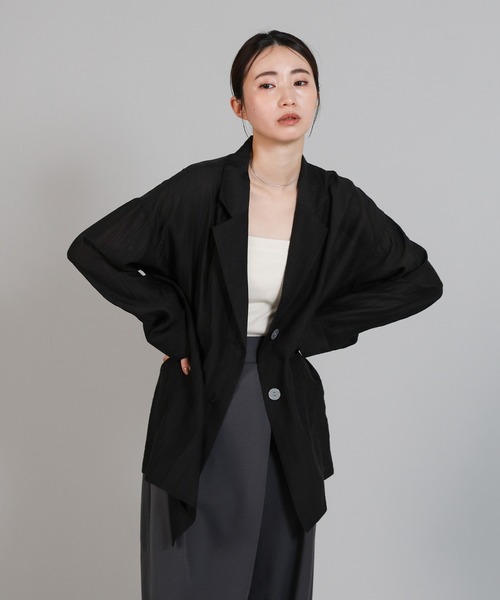select MOCA Et(セレクトモカエト)の「【Et】Sheer Tailored Jacket(テーラードジャケット・レディース・ブラック/アイボリー・FREE)」の19枚目の写真