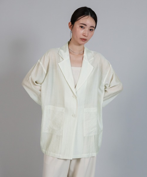 select MOCA Et(セレクトモカエト)の「【Et】Sheer Tailored Jacket(テーラードジャケット・レディース・ブラック/アイボリー・FREE)」の3枚目の写真