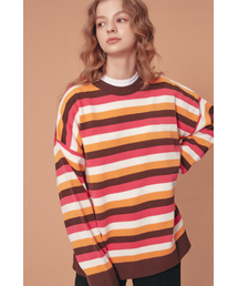 WAPPEN STRIPE KNIT SWEATER_BROWN