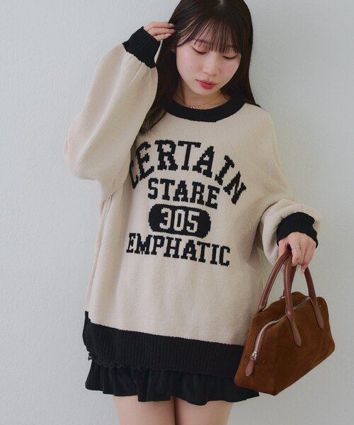 Another Branch olive des olive(アナザーブランチオリーブデオリーブ)の「ロゴモールニット(ニット/セーター・レディース・ネイビー/ボルドー/チャコールグレー/ライトベージュ/ピンク/その他1/その他2/サックスブルー・FREE)」の7枚目の写真
