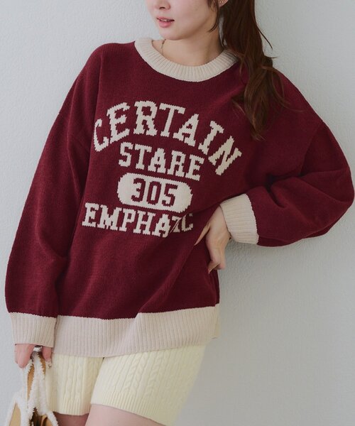 Another Branch olive des olive(アナザーブランチオリーブデオリーブ)の「ロゴモールニット(ニット/セーター・レディース・ネイビー/ボルドー/チャコールグレー/ライトベージュ/ピンク/その他1/その他2/サックスブルー・FREE)」の8枚目の写真