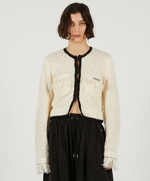 PRANK PROJECT（プランクプロジェクト）の「【Pre-Order】フロントチャームニットジャケット / Front Charm Knit Jacket（ニット/セーター・レディース・ブラック/ホワイト・FREE）」の6枚目の写真