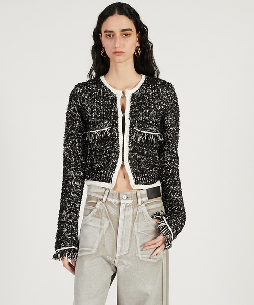 PRANK PROJECT（プランクプロジェクト）の「【Pre-Order】フロントチャームニットジャケット / Front Charm Knit Jacket（ニット/セーター・レディース・ブラック/ホワイト・FREE）」の11枚目の写真