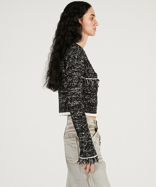 PRANK PROJECT（プランクプロジェクト）の「【Pre-Order】フロントチャームニットジャケット / Front Charm Knit Jacket（ニット/セーター・レディース・ブラック/ホワイト・FREE）」の14枚目の写真