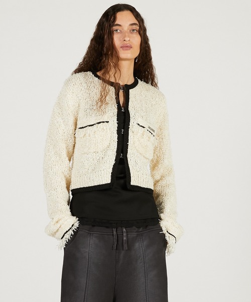 PRANK PROJECT（プランクプロジェクト）の「【Pre-Order】フロントチャームニットジャケット / Front Charm Knit Jacket（ニット/セーター・レディース・ブラック/ホワイト・FREE）」の7枚目の写真