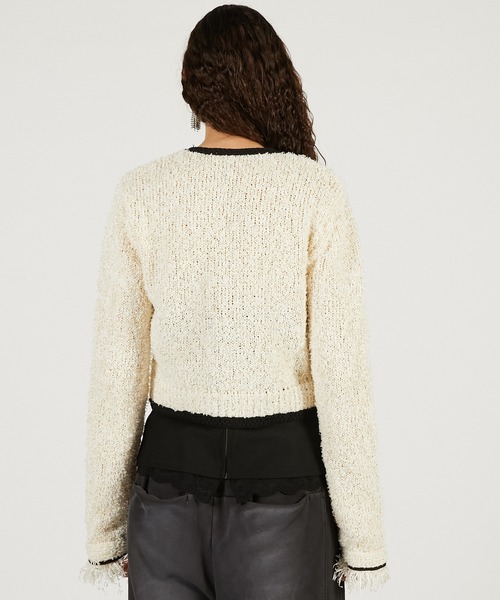 PRANK PROJECT（プランクプロジェクト）の「【Pre-Order】フロントチャームニットジャケット / Front Charm Knit Jacket（ニット/セーター・レディース・ブラック/ホワイト・FREE）」の9枚目の写真