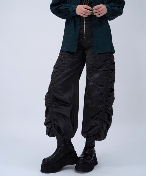 2WAYフロントジップギャザーハイウエストパンツ(HARE)（その他パンツ