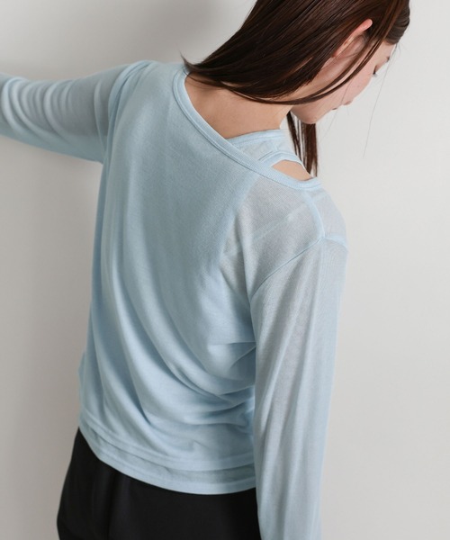 select MOCA(セレクトモカ)の「シアーレイヤードアシメネックトップス(Tシャツ/カットソー・レディース・クリアブルー/グレー/オフホワイト/チャコールグレー・FREE)」の4枚目の写真