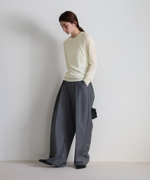 select MOCA(セレクトモカ)の「シアーレイヤードアシメネックトップス(Tシャツ/カットソー・レディース・クリアブルー/グレー/オフホワイト/チャコールグレー・FREE)」の5枚目の写真