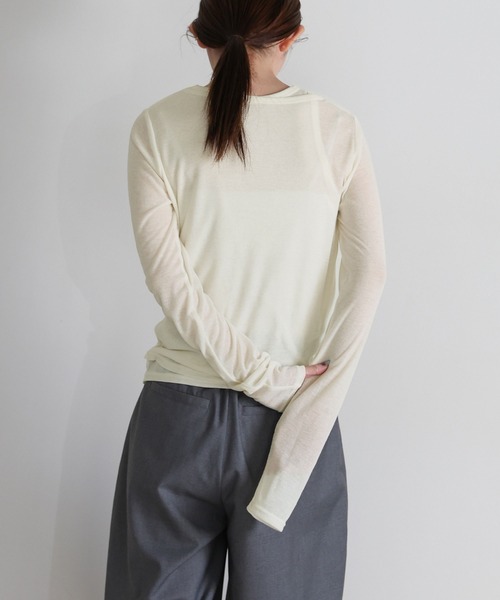 select MOCA(セレクトモカ)の「シアーレイヤードアシメネックトップス(Tシャツ/カットソー・レディース・クリアブルー/グレー/オフホワイト/チャコールグレー・FREE)」の8枚目の写真