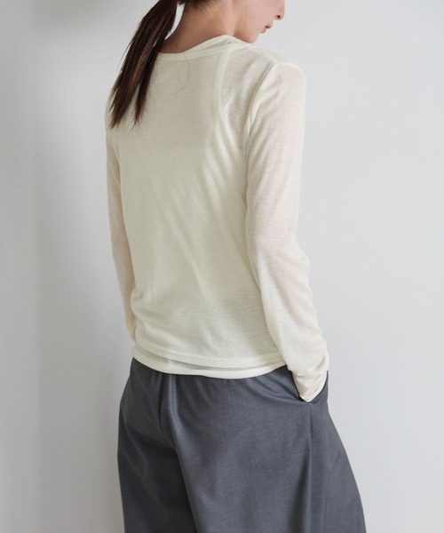 select MOCA(セレクトモカ)の「シアーレイヤードアシメネックトップス(Tシャツ/カットソー・レディース・クリアブルー/グレー/オフホワイト/チャコールグレー・FREE)」の7枚目の写真