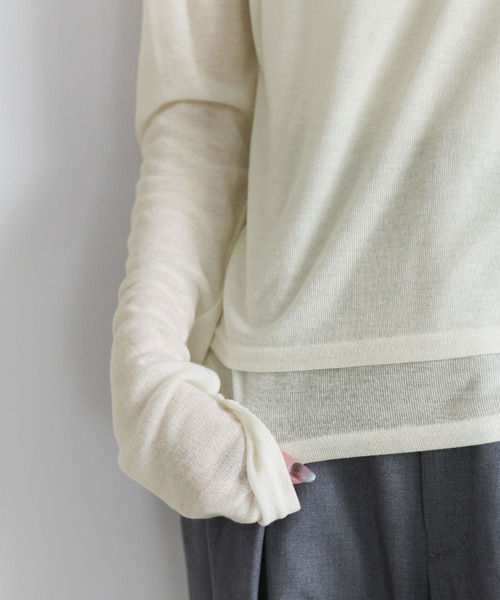 select MOCA(セレクトモカ)の「シアーレイヤードアシメネックトップス(Tシャツ/カットソー・レディース・クリアブルー/グレー/オフホワイト/チャコールグレー・FREE)」の9枚目の写真