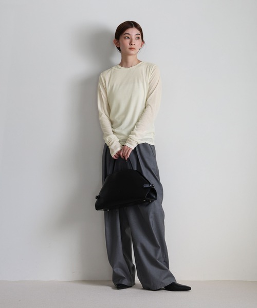 select MOCA(セレクトモカ)の「シアーレイヤードアシメネックトップス(Tシャツ/カットソー・レディース・クリアブルー/グレー/オフホワイト/チャコールグレー・FREE)」の22枚目の写真