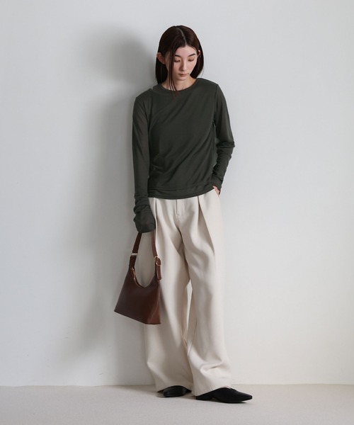 select MOCA(セレクトモカ)の「シアーレイヤードアシメネックトップス(Tシャツ/カットソー・レディース・クリアブルー/グレー/オフホワイト/チャコールグレー・FREE)」の20枚目の写真