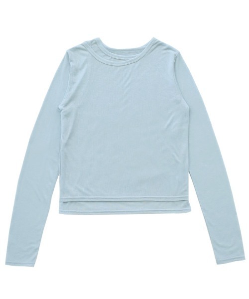 select MOCA(セレクトモカ)の「シアーレイヤードアシメネックトップス(Tシャツ/カットソー・レディース・クリアブルー/グレー/オフホワイト/チャコールグレー・FREE)」の11枚目の写真