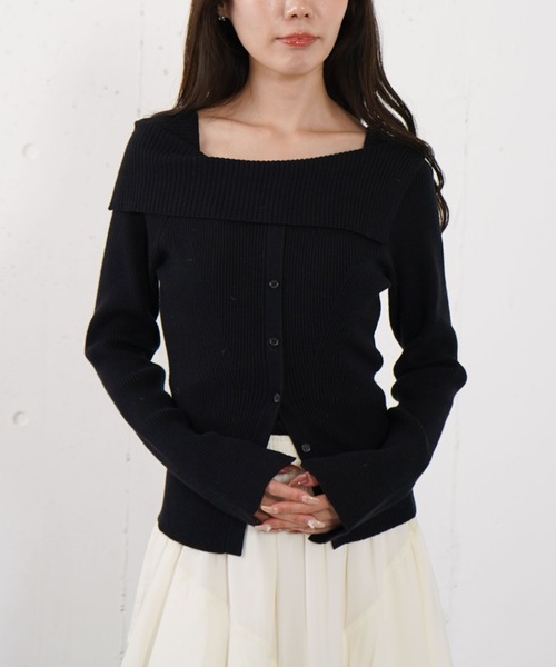 archives（アルシーヴ）の「フロントボタンオフショルプルオーバー（ニット/セーター・レディース・グレー/ブルー/アイボリー/ブラック・MEDIUM）」の12枚目の写真