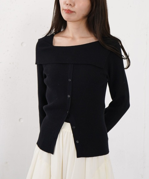 archives（アルシーヴ）の「フロントボタンオフショルプルオーバー（ニット/セーター・レディース・グレー/ブルー/アイボリー/ブラック・MEDIUM）」の13枚目の写真